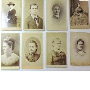 8 Antique Victorian Cabinet Cards 2 1/4 x 4 Studio Pose Photographers Shown